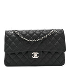 Lambskin Quilted Medium Double Flap Black