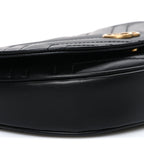 Calfskin Matelasse Mini GG Marmont Chain Half Moon Crossbody Bag Black
