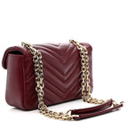Lambskin Matelasse Small GG Marmont Shoulder Bag Rosso Ancora