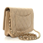 Caviar Quilted Wallet on Chain WOC Beige