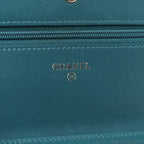 Lambskin Chevron Quilted Wallet On Chain WOC Turquoise