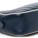 Vintage Effect Calfskin Matelasse Diagonal Small Torchon GG Marmont Chain Shoulder Bag Blue Agata Mystic White