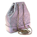 Iridescent Aged Calfskin Quilted Gabrielle Backpack Light Purple