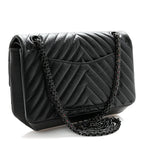 Aged Calfskin Chevron Quilted 2.55 Reissue 225 Flap So Black