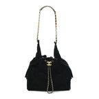 Suede Quilted Medium Chanel 25 Handbag Black