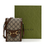 GG Supreme Monogram Mini Horsebit 1955 Crossbody Bag Beige Brown Sugar