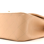 Caviar Quilted Jumbo Double Flap Beige