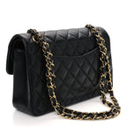 Lambskin Quilted Small Double Flap Black