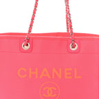 Mixed Fibers Calfskin Medium Deauville Tote Pink Orange