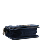 Velvet Quilted Small Boy Flap Blue