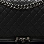 Grained Calfskin Quilted New Medium Boy Flap Black