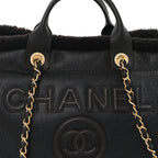 Lambskin Shearling Medium Deauville Tote Dark Brown