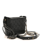 Aged Calfskin Quilted Small Gabrielle Logo Hobo Black