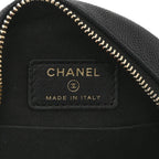 Caviar Quilted Round Filigree Crossbody Black