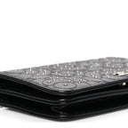 Lambskin Camellia Studded Wallet on Chain WOC Black