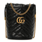 Calfskin Matelasse Mini GG Marmont 2.0 Bucket Bag Black