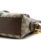GG Supreme Monogram Textured Dollar Calfskin Web Small Ophidia Dome Shoulder Bag Beige Ebony New Acero