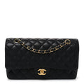 Caviar Quilted Medium Double Flap Black