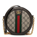 GG Supreme Monogram Web Mini Ophidia Round Shoulder Bag Brown