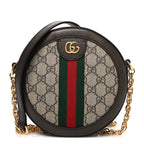 GG Supreme Monogram Web Mini Ophidia Round Shoulder Bag Brown