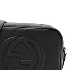 Pebbled Calfskin Small Soho Disco Bag Black