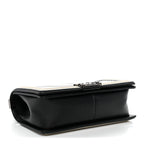 Calfskin Pleated Medium Boy In Rome Flap Black White
