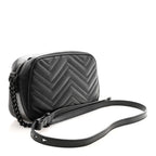 Calfskin Matelasse Monochrome Small GG Marmont Chain Shoulder Bag Black