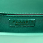 Calfskin Chevron Quilted Small Boy Flap Green