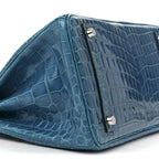 Shiny Niloticus Crocodile Birkin 30 Bleu Izmir