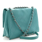 Calfskin Stitched Double Flap Bag Turquoise