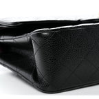 Caviar Quilted Medium Double Flap Black