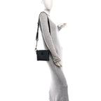 GG Supreme Monogram Azalea Calfskin Small Retro Interlocking G Wristlet Messenger Bag Black