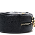 Caviar Quilted Round Filigree Crossbody Black