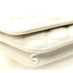 Calfskin Quilted Mini Maxi Pearls Wallet On Chain WOC White