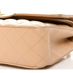 Caviar Quilted Medium Double Flap Beige