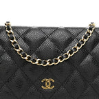 Caviar Quilted Wallet on Chain WOC Black