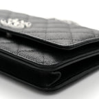 Caviar Quilted Chanel 19 Wallet On Chain WOC Black White