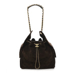 Suede Quilted Medium Chanel 25 Handbag Dark Brown