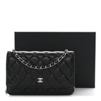 Caviar Quilted Wallet on Chain WOC Black