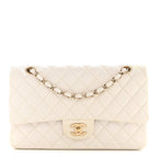 Caviar Quilted Medium Double Flap White