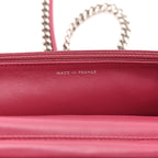 Lambskin Quilted Boy Wallet On Chain WOC Dark Fuchsia