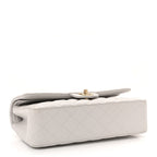 Caviar Quilted Medium Double Flap Light Grey