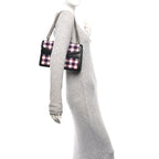 Vintage Tweed Check Small Dionysus Shoulder Bag White Hibiscus Red Marine