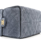 Suede Quilted Small Chanel 25 Handbag Blue