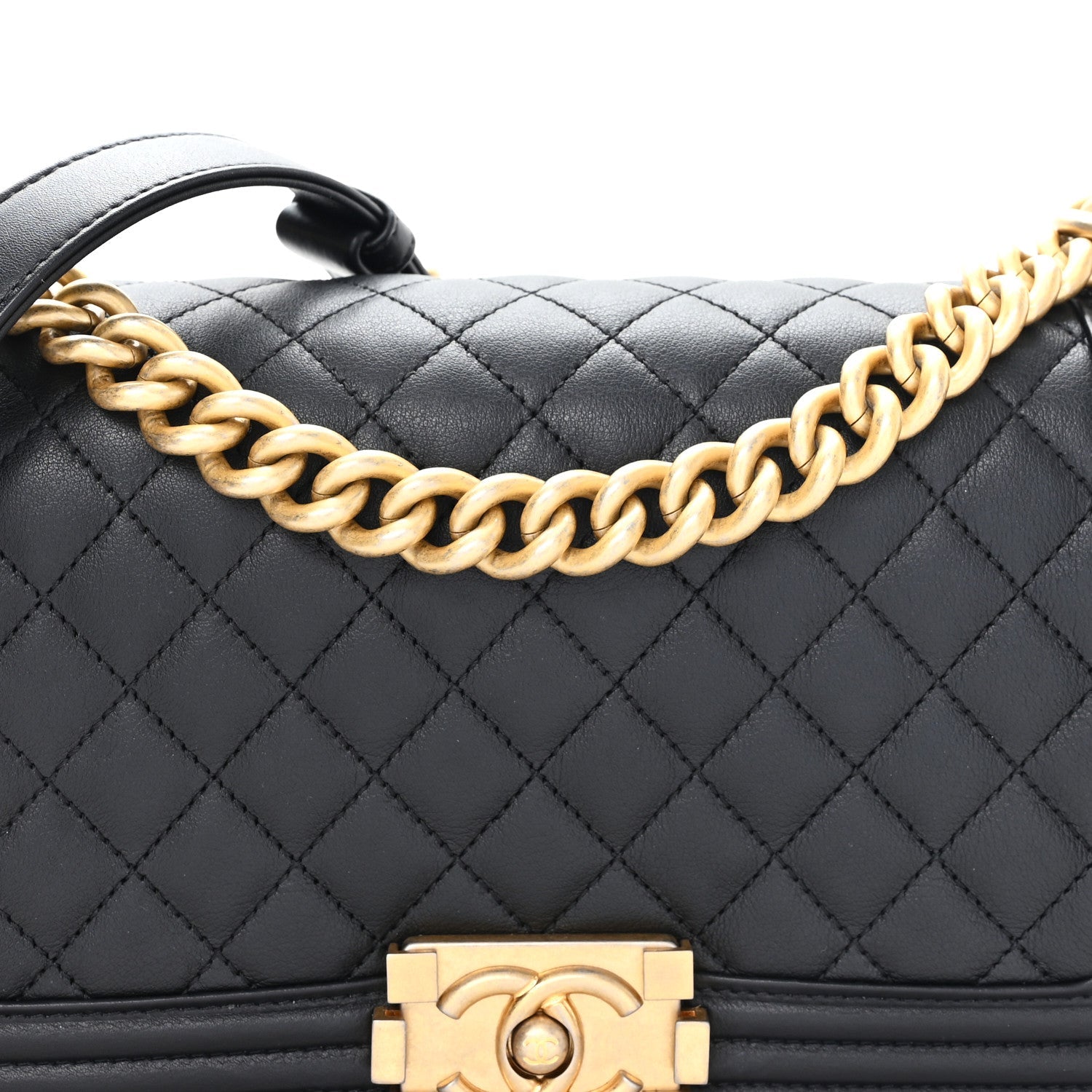 Calfskin Quilted Medium Boy Flap Black