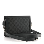 GG Supreme Monogram Textured Dollar Calfskin Web Small Ophidia Shoulder Bag Grey Black Graphite Grey