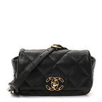 Goatskin Quilted Chanel 19 Waist Bag Black