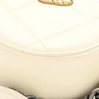 Lambskin Quilted Chanel 19 Round Clutch With Chain White