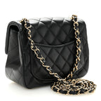 Lambskin Quilted Mini Square Flap Black