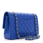 Lambskin Quilted Medium Double Flap Blue